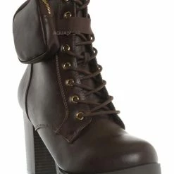 Forever Link New Match18 Fashion Combat Bootie W Pocket Pouch - Women Heel Ankle Boot