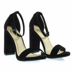 Delicious ShinerD Block Heel Ankle Strap Sandal 4 Inch High, Women Thin Strappy Formal Open Toe Minimalist Chunky Dress Shoes New
