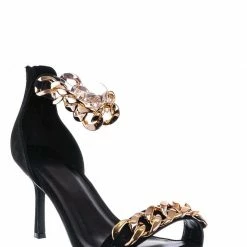 Bamboo Zeal09 Two Piece Chain & Lucite Strap Sandal - Women Transparent Heel Stiletto