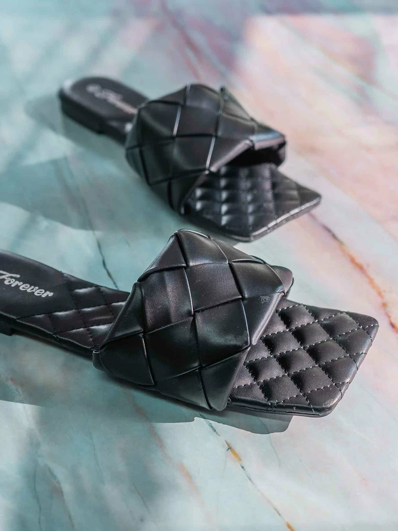 Forever Link Padded18 Wide Woven Slide Sandal - Womens Elongated Open Square Toe Slipper Mule New