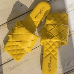 Forever Link Padded18 Wide Woven Slide Sandal - Womens Elongated Open Square Toe Slipper Mule New