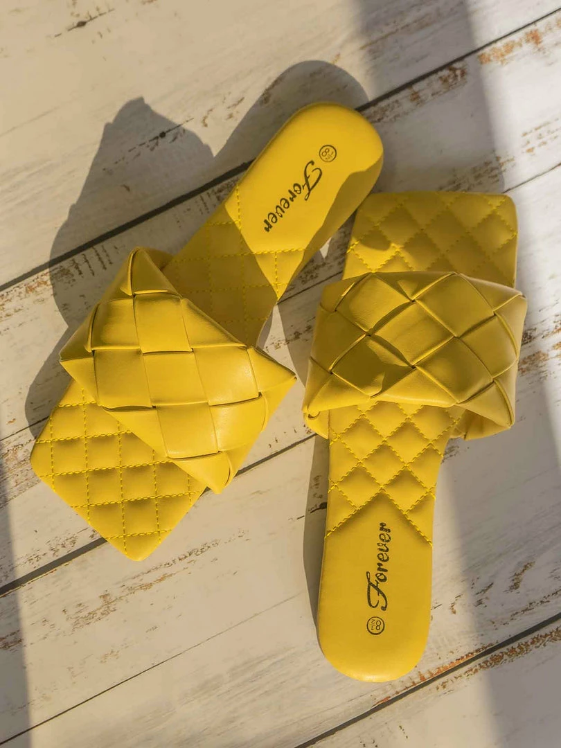 Forever Link Padded18 Wide Woven Slide Sandal - Womens Elongated Open Square Toe Slipper Mule New