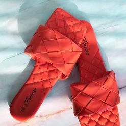 Forever Link Padded18 Wide Woven Slide Sandal - Womens Elongated Open Square Toe Slipper Mule New