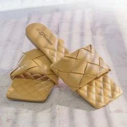 Forever Link Padded18 Wide Woven Slide Sandal - Womens Elongated Open Square Toe Slipper Mule New