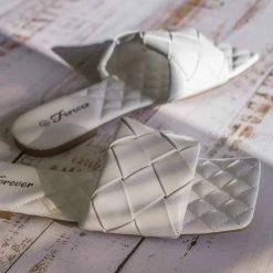 Forever Link Padded18 Wide Woven Slide Sandal - Womens Elongated Open Square Toe Slipper Mule New