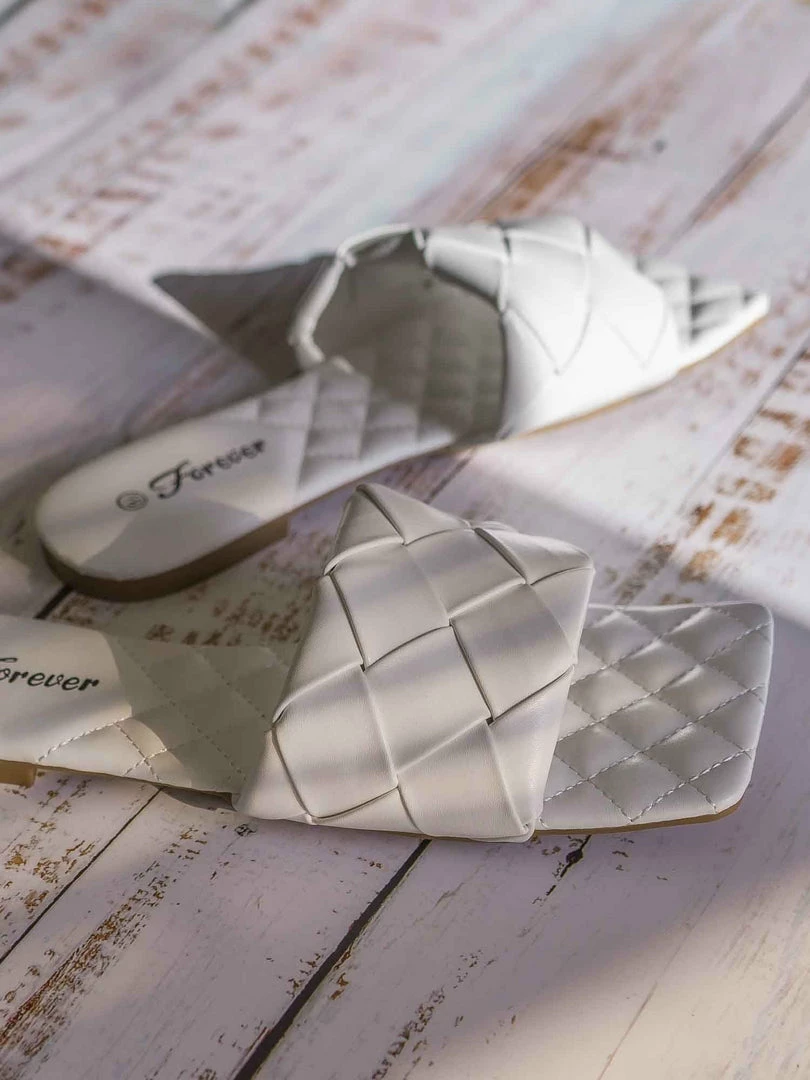 Forever Link Padded18 Wide Woven Slide Sandal - Womens Elongated Open Square Toe Slipper Mule New