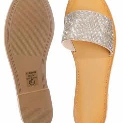 Soda Justice Rhinestone Crystal Flat Slides - Womens Shimmering Slipper Summer Sandal New