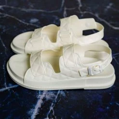 Bamboo Peach02 Molded Footbed Quilted Sandal - Womens Comfort Foam Jelly Padded Shoes New