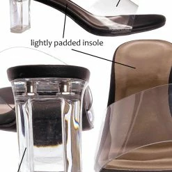 Bamboo Lucent01 Block Heel Glass Slipper, Clear Vinyl Dress Sandal