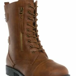 Forever Link New Mountain81 Grungy Lace Up Combat Boots - Men Womens Calf High Shoe