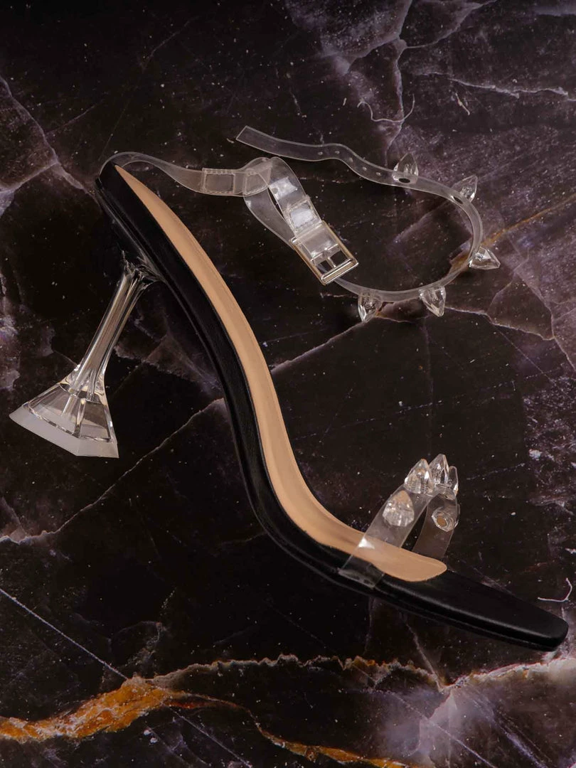 Anne Michelle Pleasure03 Clear Studded High Heel Women's Dress Sandal New