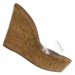 Bamboo Chosen18 Clear Platform Wedge Mule - Womens Cork Sandal