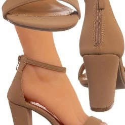 Top Moda Hannah1 Chunky Heel Two Piece Sandal - Women Evening Open Toe Dress Shoes New