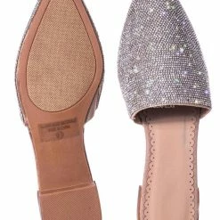 Wild Rose Elina1 Rhinestone Crystal Embellished Flat Mule - Womens Fancy Shiny Pointy Shoe