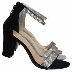 Top Moda Gallery45 Rhinestone Crystal Block Heel Sandal - Women Dance Shoes New
