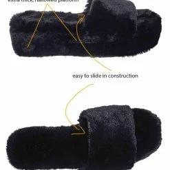Bamboo Leverage12 Furry Platform Slides - Faux Fur Chunky Slipper In Rainbow & Leopard New