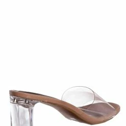 Bamboo Lucent01 Block Heel Glass Slipper, Clear Vinyl Dress Sandal
