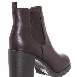 Top Moda Michi72 Block Heel Chelsea Bootie - Threaded Lug Sole Ankle Dress Boots