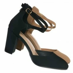 Top Moda Gallery1 Block Heel Criss Cross Pump - Women Ankle Strap Shoes New