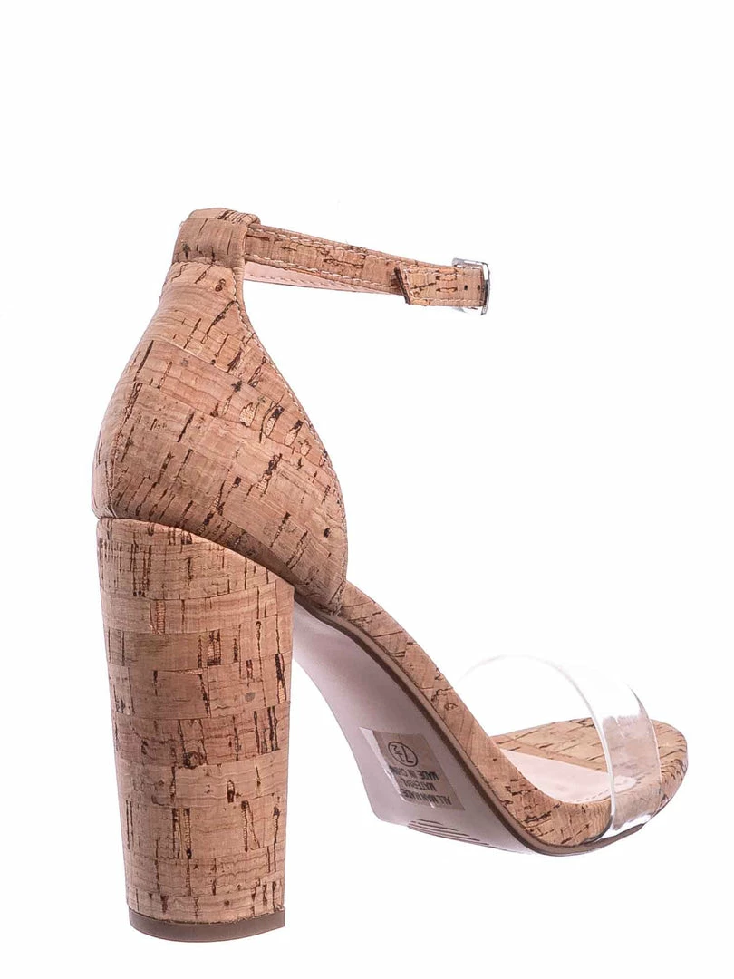 Delicious Share Block Heel Lucite Sandal - Women Chunky Open Toe W Transparent Strap