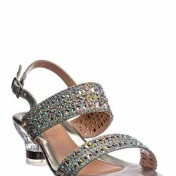 Fabulous New Nora1 Girls Rhinestone Crystal Sandal - Childrens Open Toe Glass Heel Dress Shoe