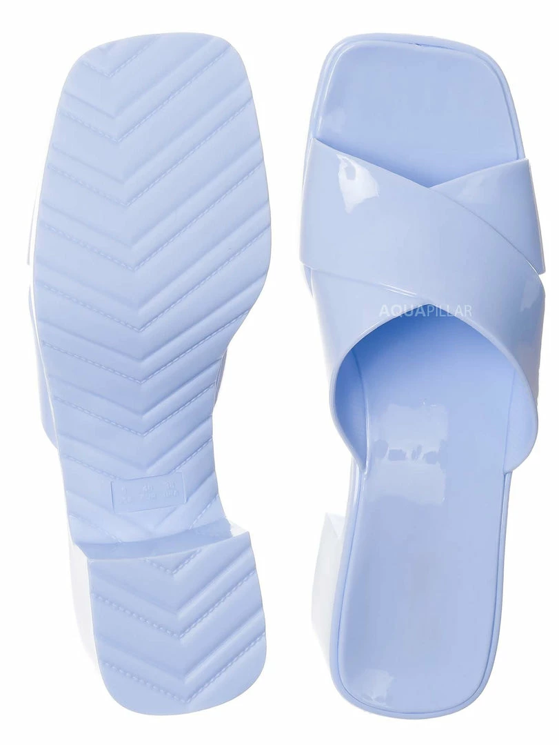 Glaze Delana3 Jelly Block Heel Clogs - Women Slip On Sandal