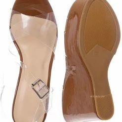 Bamboo Choice89 Clear Lucite Platform Wedge Sandal, Women's Transparent Shoes