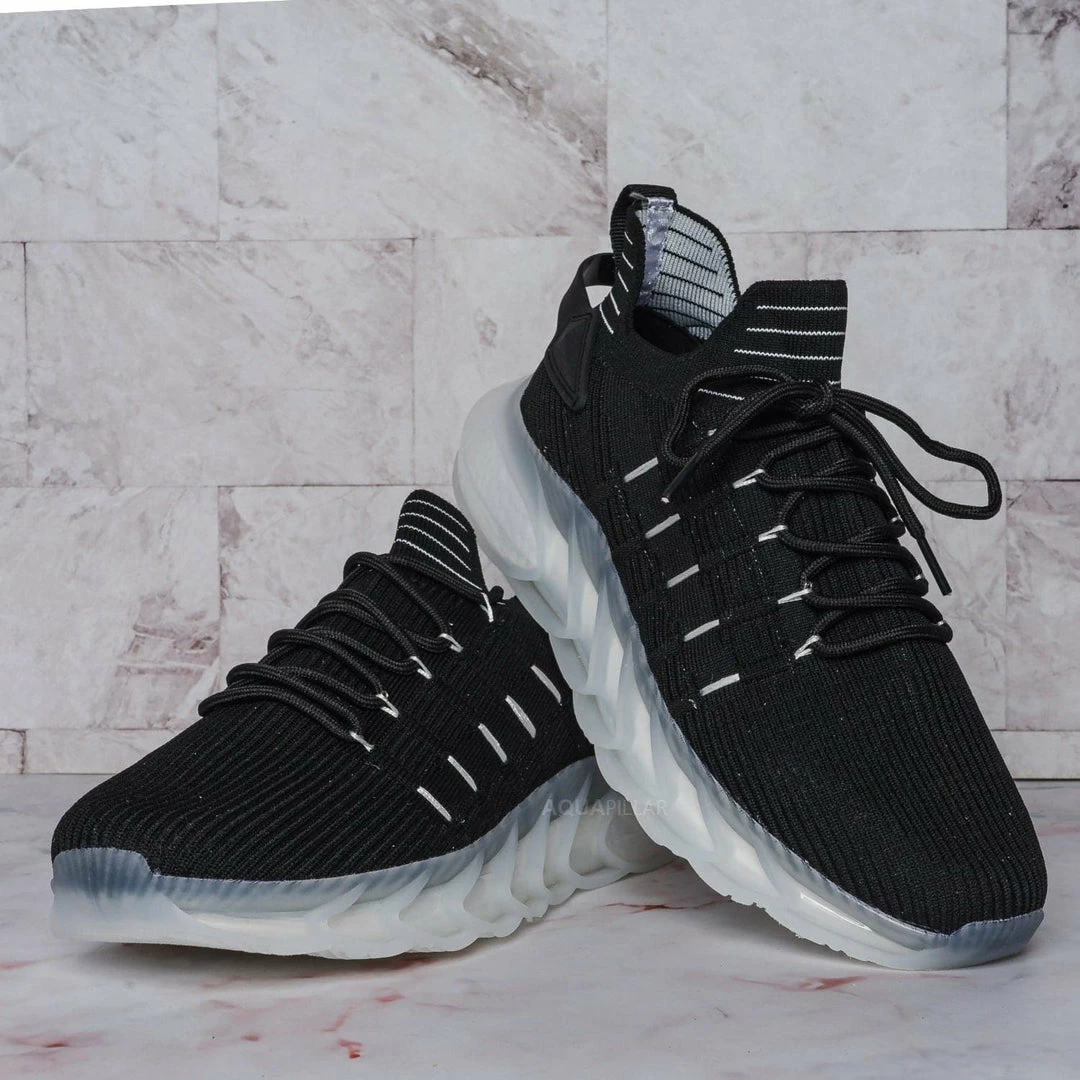 La Shailah Format11 Elastic Knitt Mesh Rubber Sneaker, Athleisure Tennis Trainer Shoes