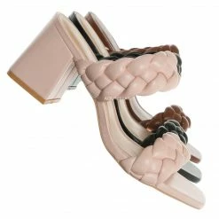 Soda Mostly Block Heel Braided Mule, Women Puffy Slide Sandal