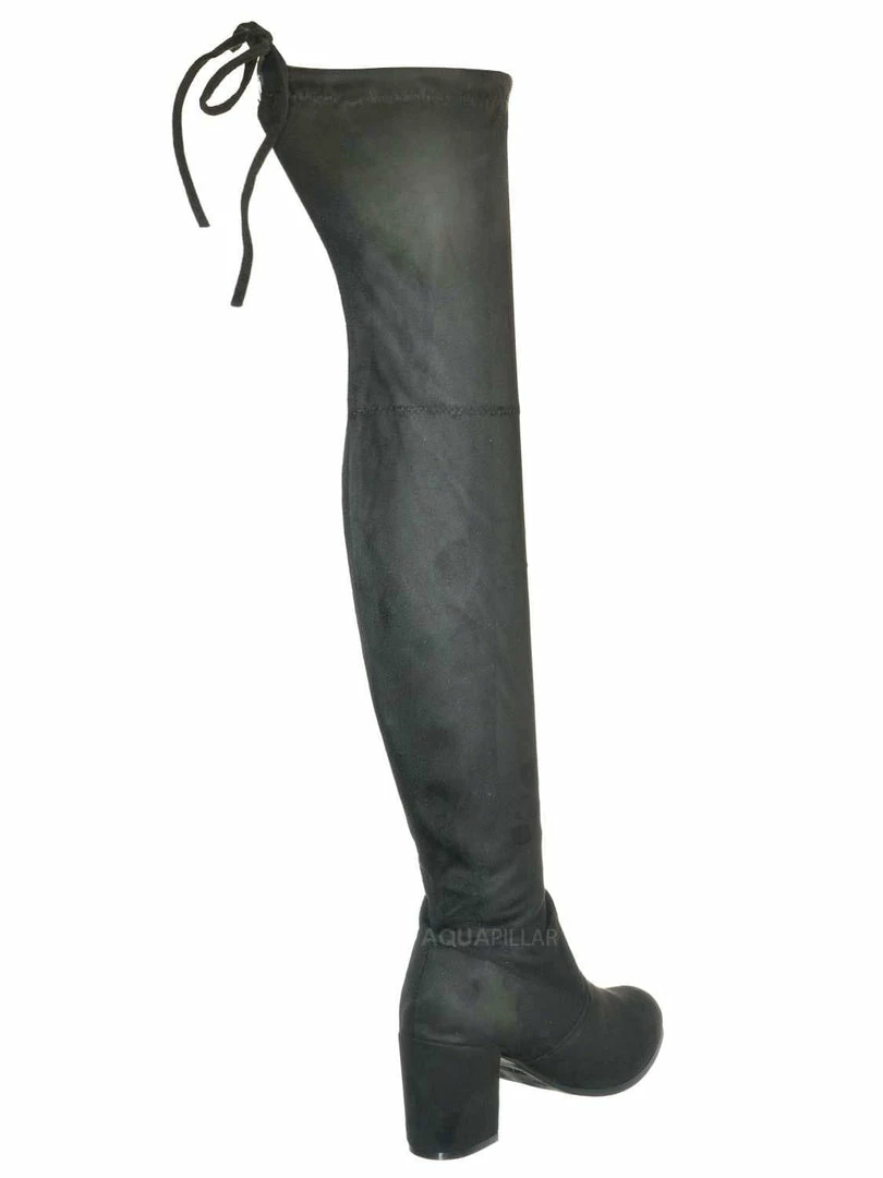 Forever Link New Life30 Thigh High Block Heel Boots - Women Rear Tie Shoe