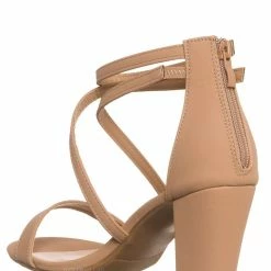 Top Moda New Beth8 Crisscross Ankle Strap Block Heel Sandal, Women Dress Shoes
