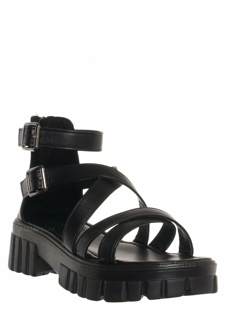 Bamboo New Benefit10 Sporty Lug-Sole Footbed Sandal, Women Flatform Gladiator Shoe