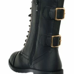 Forever Link Mountain81K Childrens Zip Up Combat Boots - Boy Girl Calf High Shoes