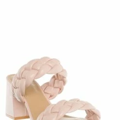 Soda Mostly Block Heel Braided Mule, Women Puffy Slide Sandal