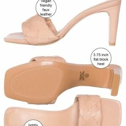 Delicious Venture Block Heel Woven Mule Sandal - Women Braided Quilted Slip On Slippers New