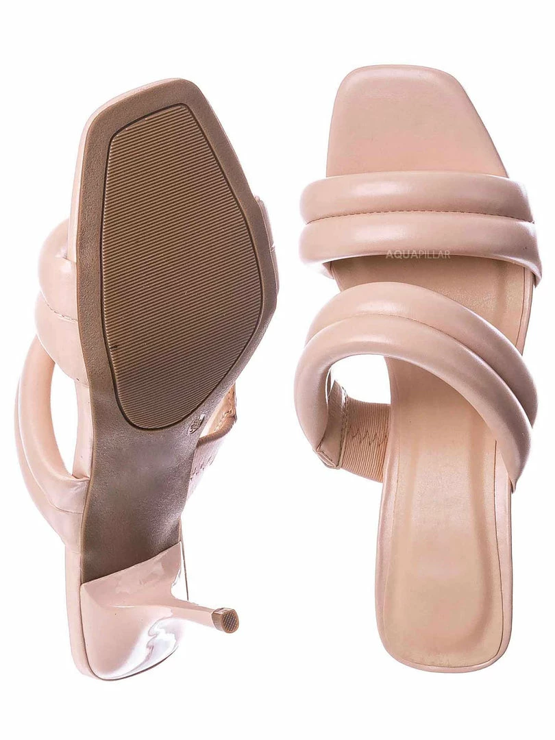 Anne Michelle Sharpen17 High Heel Puffy Slide Sandal - Women Stiletto Bubble Padded Slippers New