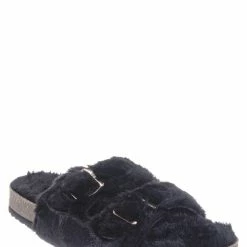 Bamboo New Defeat63 Faux Fur Molded Footbed Slipper - Furry Slide In Cork Slide Sandal