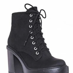 Soda Volume High Heel Combat Boots - Lace Up Military Threaded Shoes New