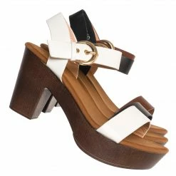 Top Moda New Melissa1 Clog Block Heel Platform Sandal-Lightweight Wooden Comfort Sandal