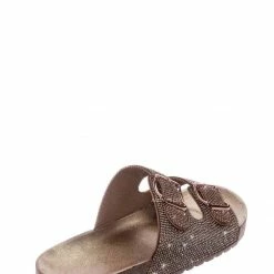 Bamboo Luster01 Rhinestone Molded Footbed Sandal - Contoured Crystal Slip On Slipper