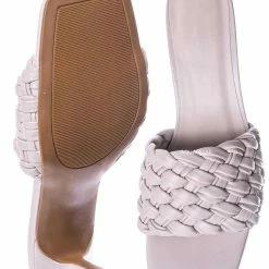 Bamboo Zeal08 High Heel Puffy Woven Mule - Women Stiletto Pillow Weave Sandal