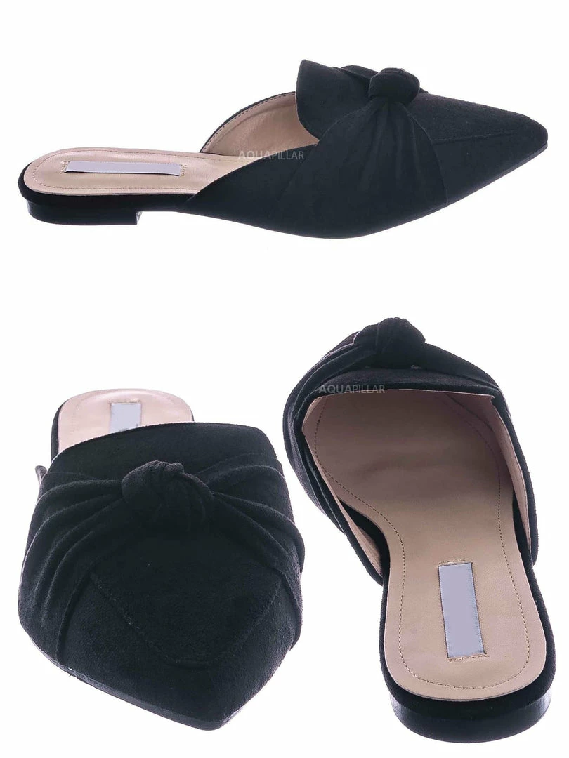 Forever Link Mules11 Knotted Pointed Toe Slides - Women's Slide In Close Toe Slipper New