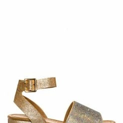 Forever Link Luxury96 Rhinestone Glitter Flatform Sandal - Women Ankle Strap Crystal Platform New