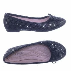 Forever Link New Karra46 Children Girls Fancy Round Toe Ballet Flat W Criss Cross Glitter