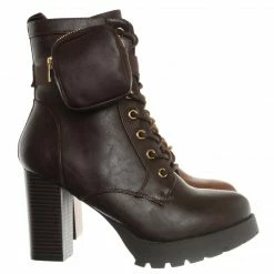 Forever Link New Match18 Fashion Combat Bootie W Pocket Pouch - Women Heel Ankle Boot
