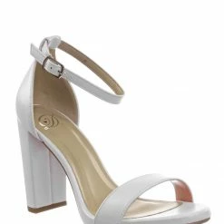 Delicious ShinerD Block Heel Ankle Strap Sandal 4 Inch High, Women Thin Strappy Formal Open Toe Minimalist Chunky Dress Shoes New