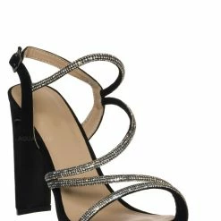 X2B New Ally5 Rhinestone Crystal Block Heel Dress Sandal, Womens Dance Shoes