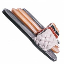 Bamboo Sunbathe78 Flat Puffy Woven Sandal - Women Summer Open Toe Slide In Weaving Mule New