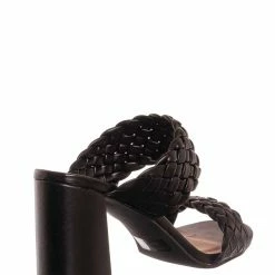 X2B Meg1 Block Heel Braided Mule, Women's Chunky Slide Sandal