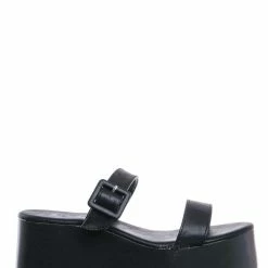 Bamboo Cactus04 Retro Flatform Sandal - Women Thick Platform Double Strap Slides